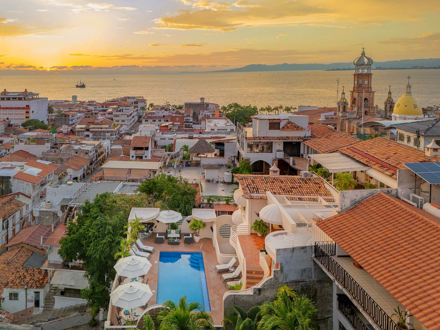Old Town rooftops at sunset