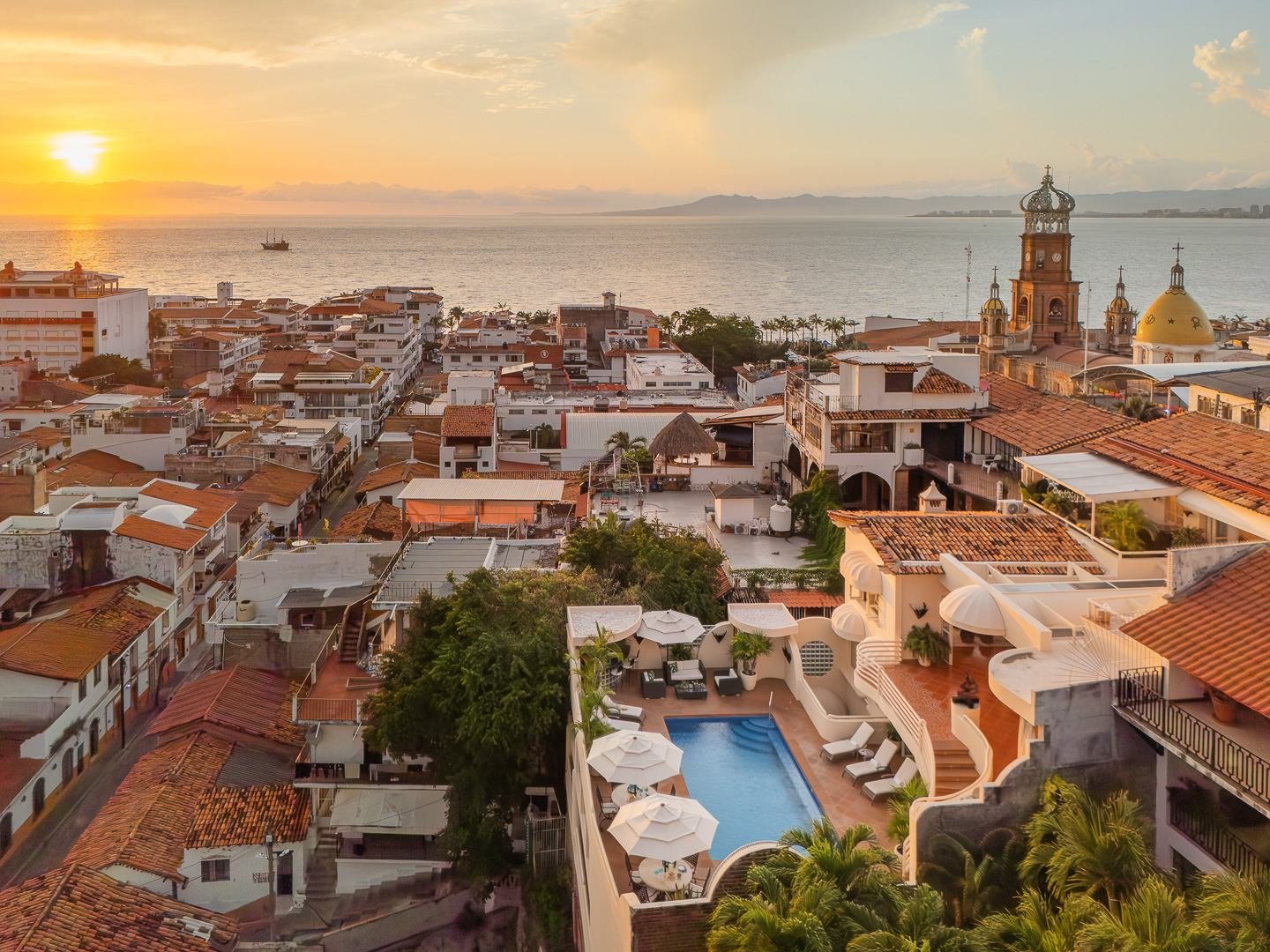 Old Town Puerto Vallarta at sunset
