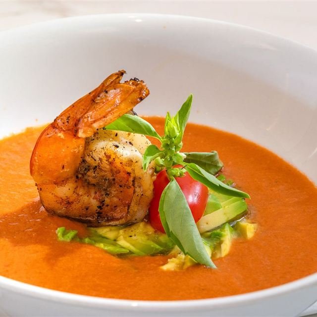 Plated shrimp dish